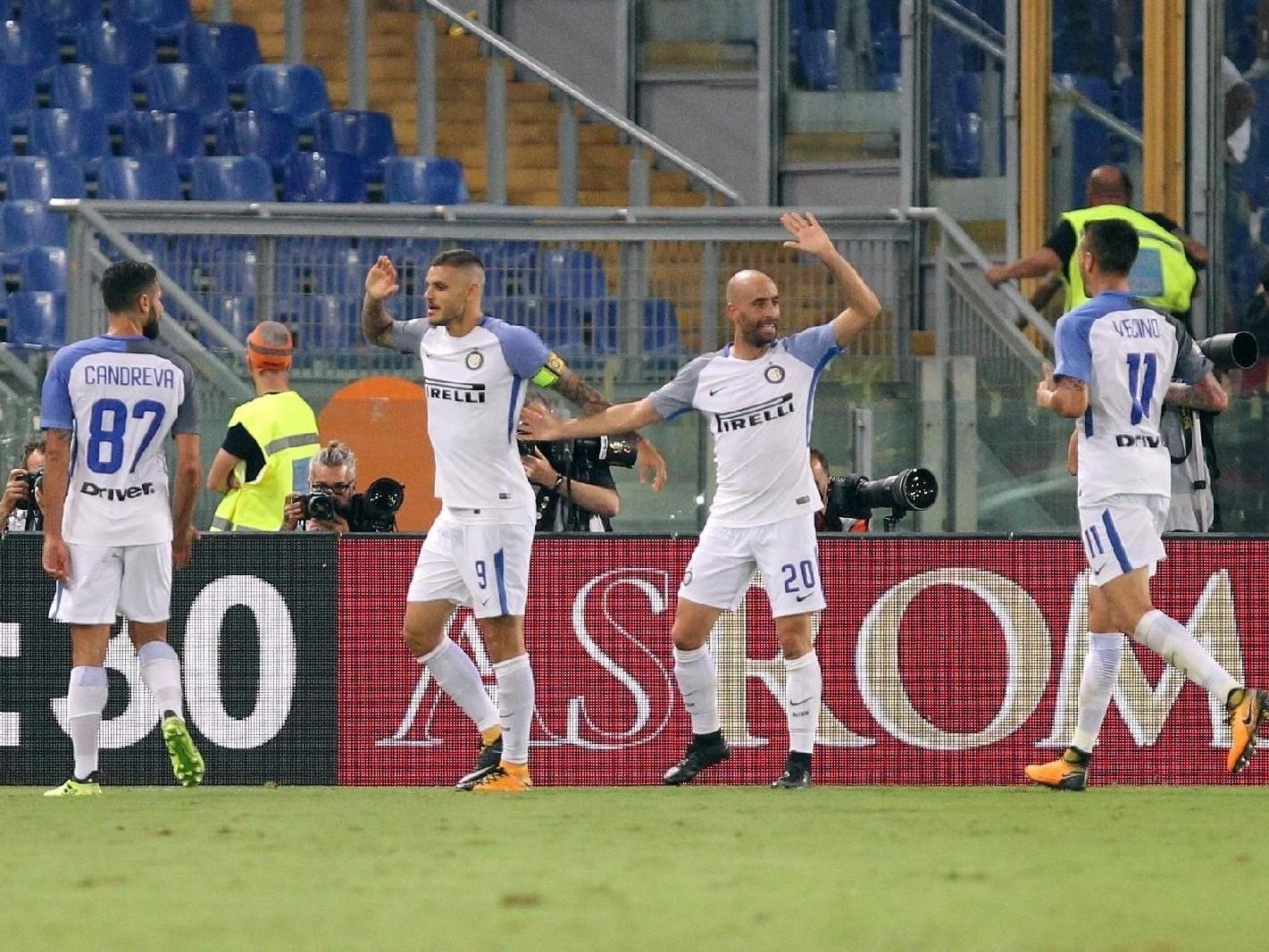 l\'Inter esulta dopo il gol del pareggio