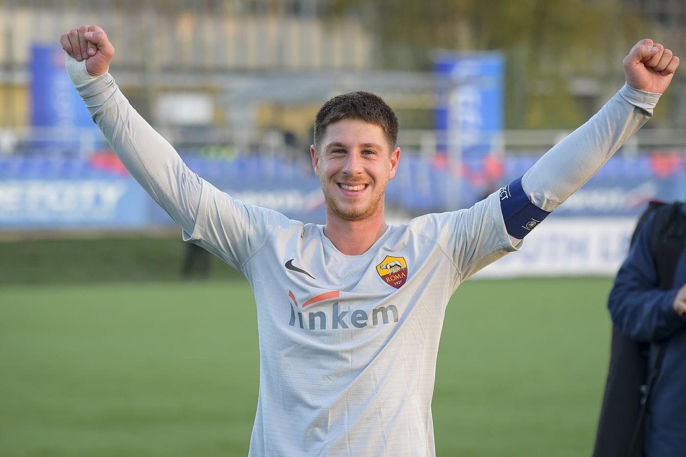 Marcucci esulta dopo la vittoria della Primavera in Youth League contro il Cska, di LaPresse