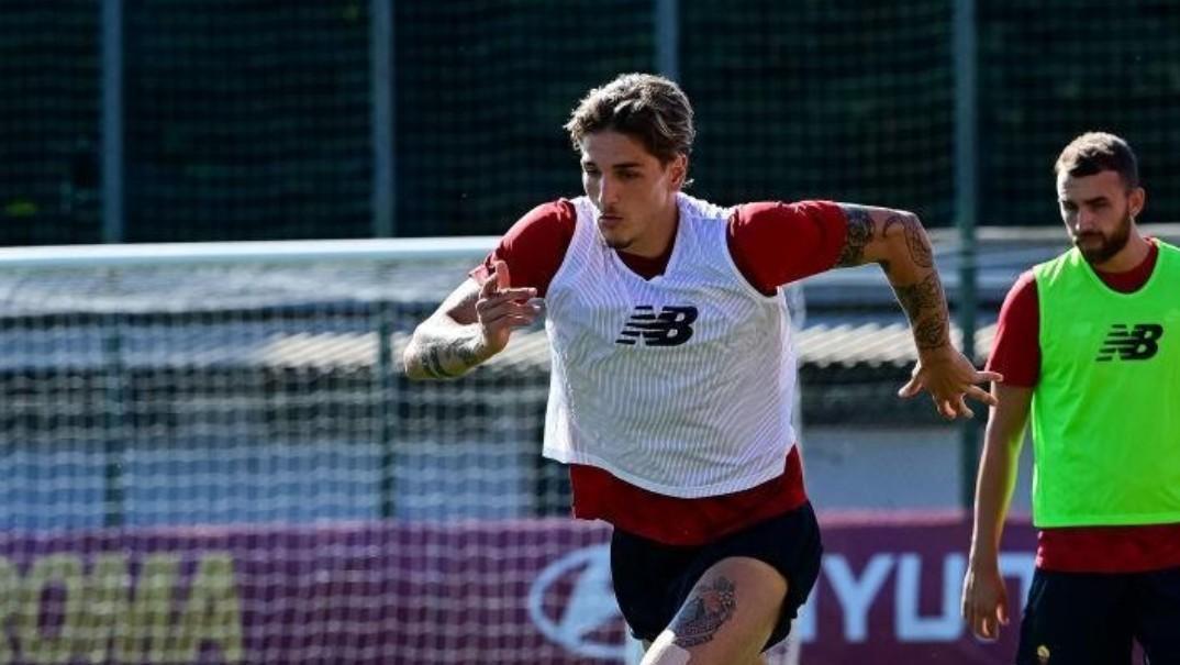 Zaniolo in allenameto (Foto As Roma via Getty Images)