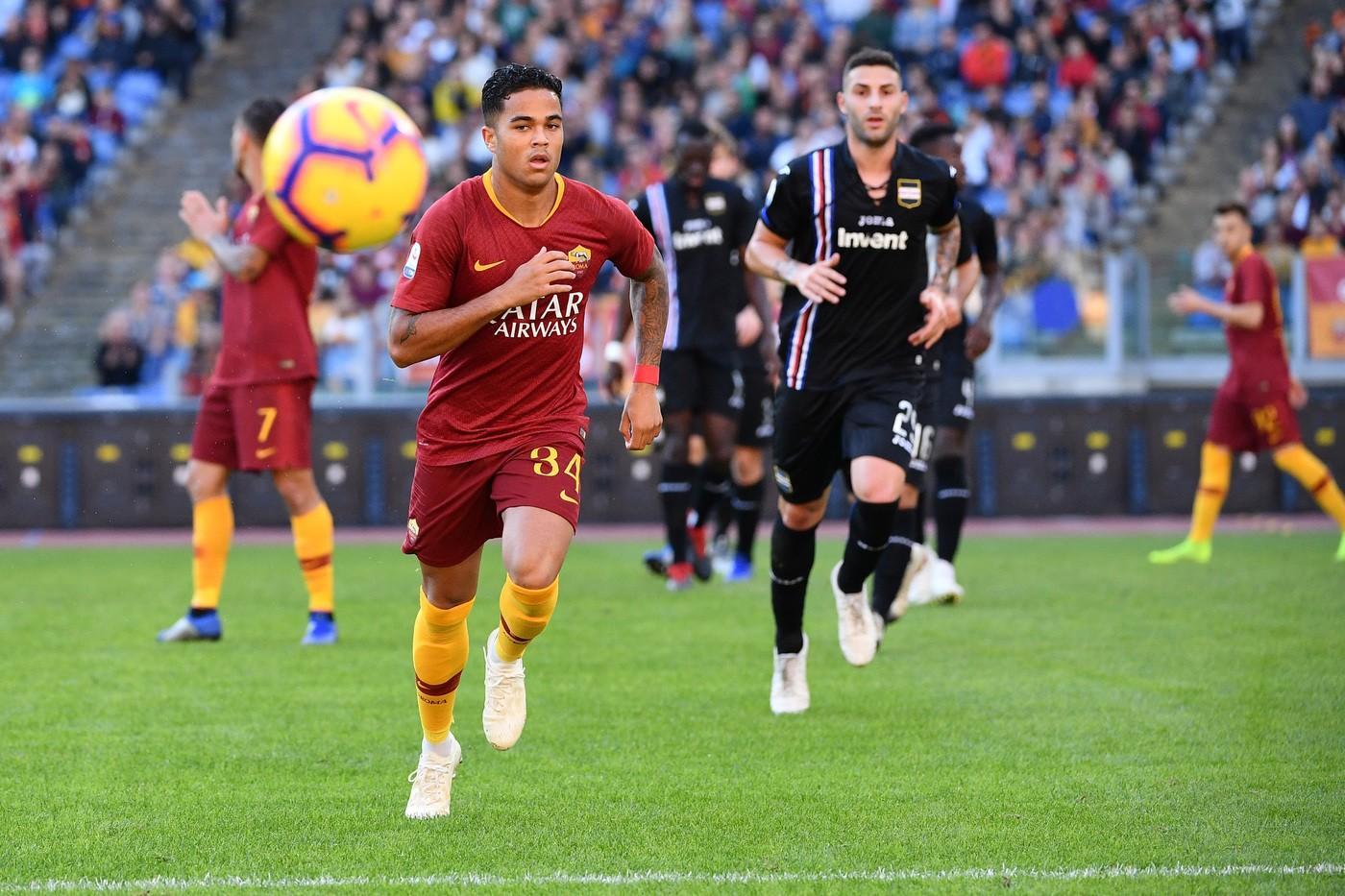 Justin Kluivert in azione contro la Samp, di LaPresse