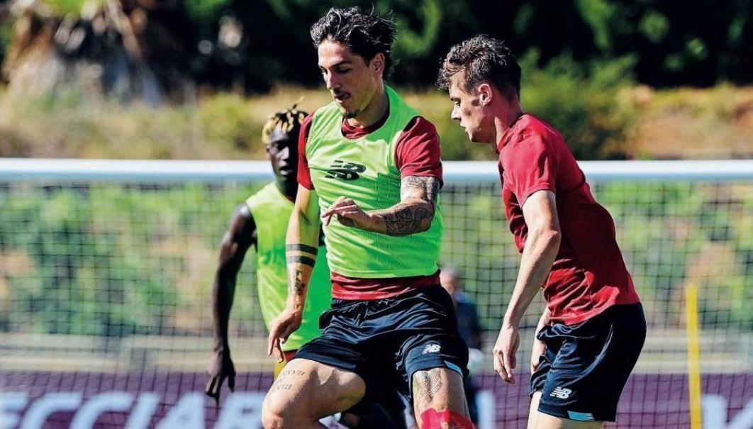 Zaniolo in campo durante gli allenamenti in Portogallo (As Roma via Getty Images)