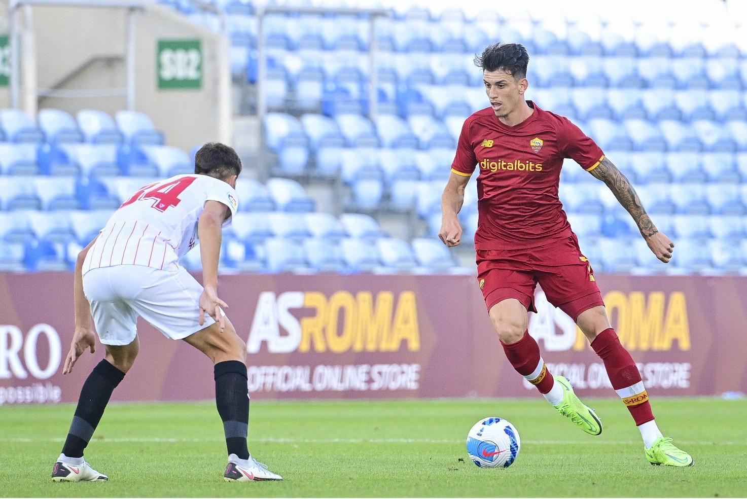 Ibanez durante la partita contro il Siviglia @AS Roma via Getty Images