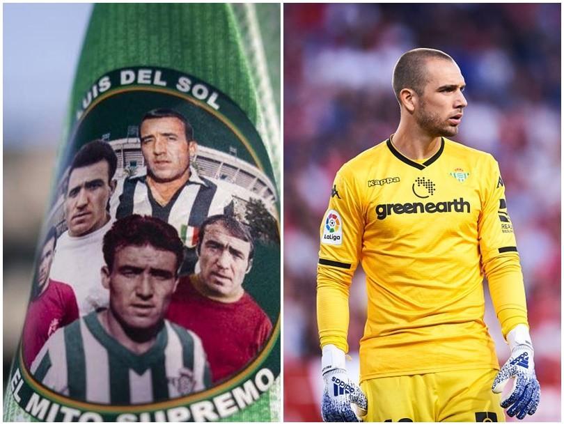 A sinistra, parte del tributo a Del Sol; a destra, Pau Lopez con la maglia del Betis (Getty Images)