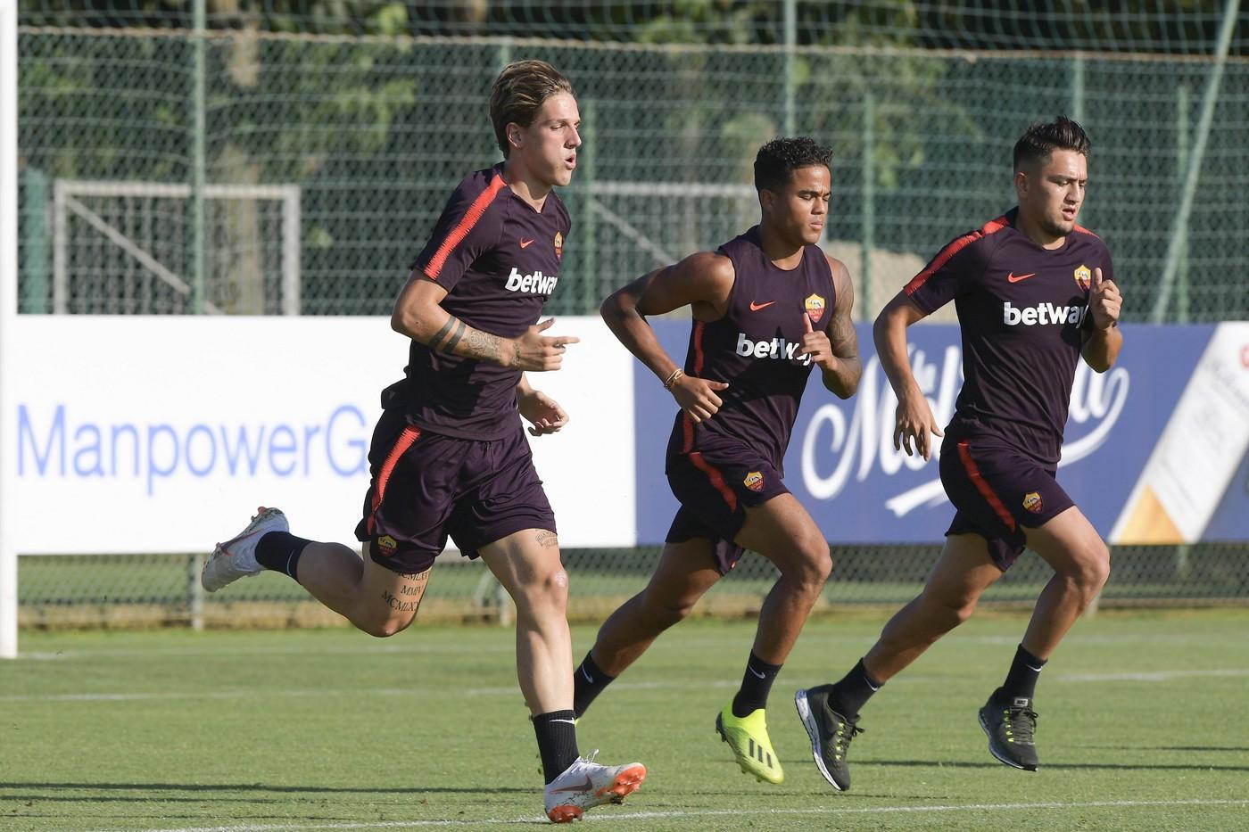 Zaniolo, Kluivert e Under in allenamento, di LaPresse