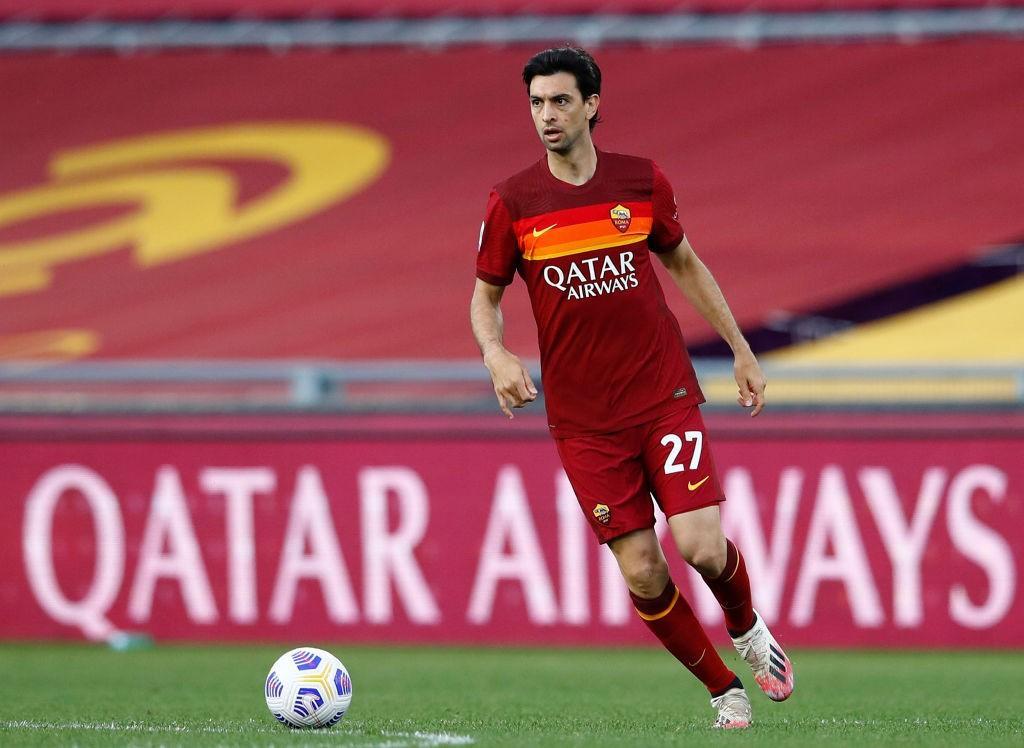 Javier Pastore in azione con la maglia della Roma @ AS Roma via Getty Images