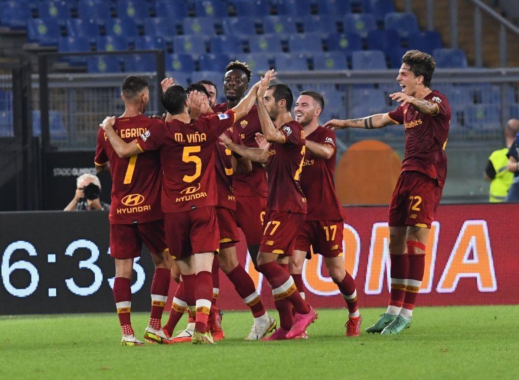 L'esultanza dei giallorossi (As Roma via Getty Images)