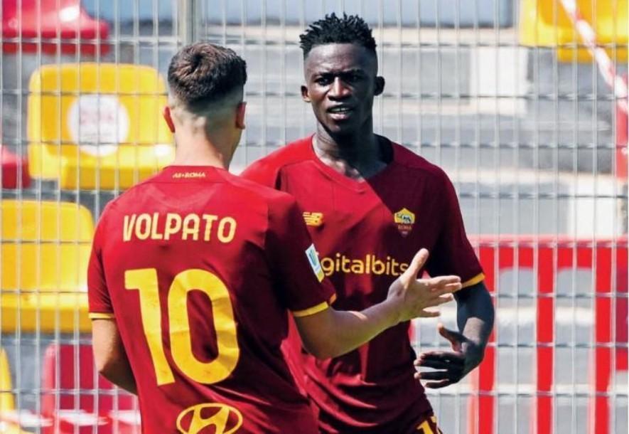 A Milano Felix Afena-Gyan ha segnato il secondo gol di fila, dopo quello di domenica scorsa a Trigoria al Sassuolo (As Roma via Getty Images)