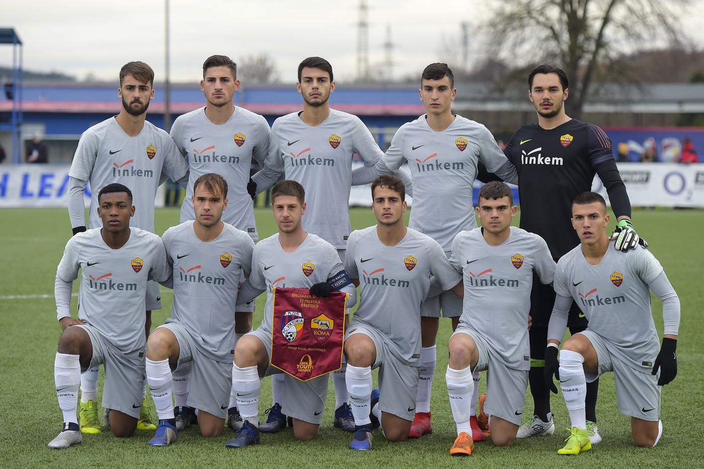 La Roma Primavera schierata a Plzen