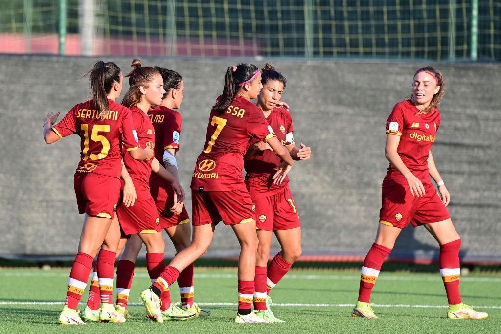 Le giallorosse nella prima partita casalinga stagionale, giocata a Trigoria (As Roma via Getty Images)