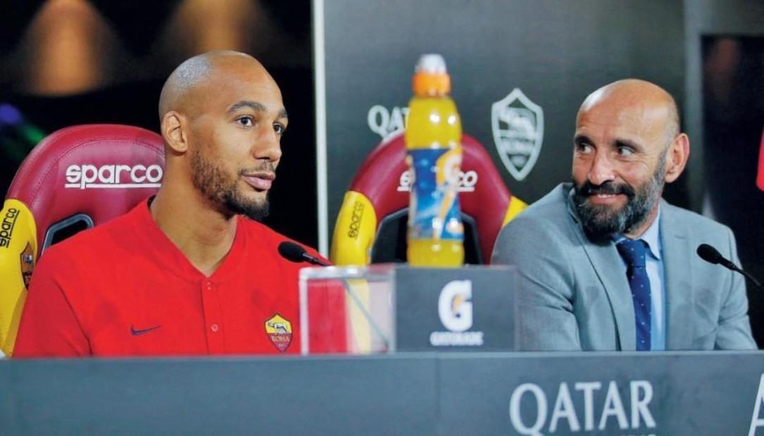 Nzonzi e Monchi nel giorno della presentazione del francese nel 2018, di Mancini