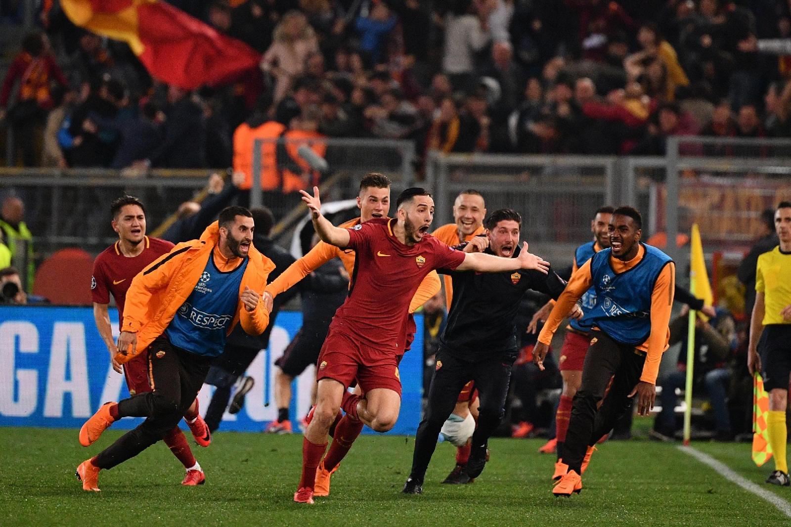 Roma-Barcellona 3-0: la pazza esultanza di Manolas che regala il passaggio del turno ai giallorossi, di LaPresse