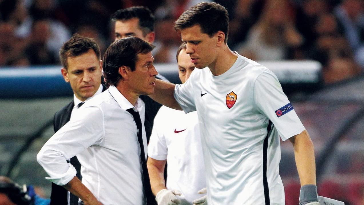 L’attuale portiere della Juventus Wojciech Szczesny, classe 1990, con Rudi Garcia, nella Roma 2015-16. Sotto, l’attuale portiere giallorosso Rui Patricio, di Mancini