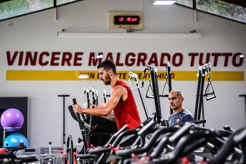 Spinazzola a lavoro a Trigoria (As Roma via Getty Images)