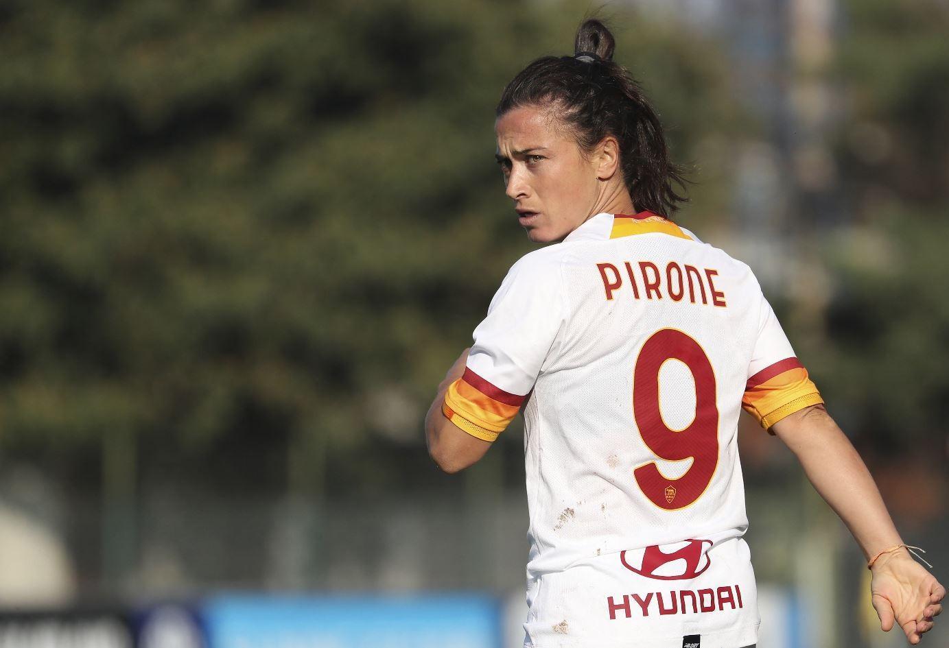 L’attaccante classe ’88 della Roma Femminile Valeria Pirone, per ora a quota tre gol stagionali @As Roma via Getty Images