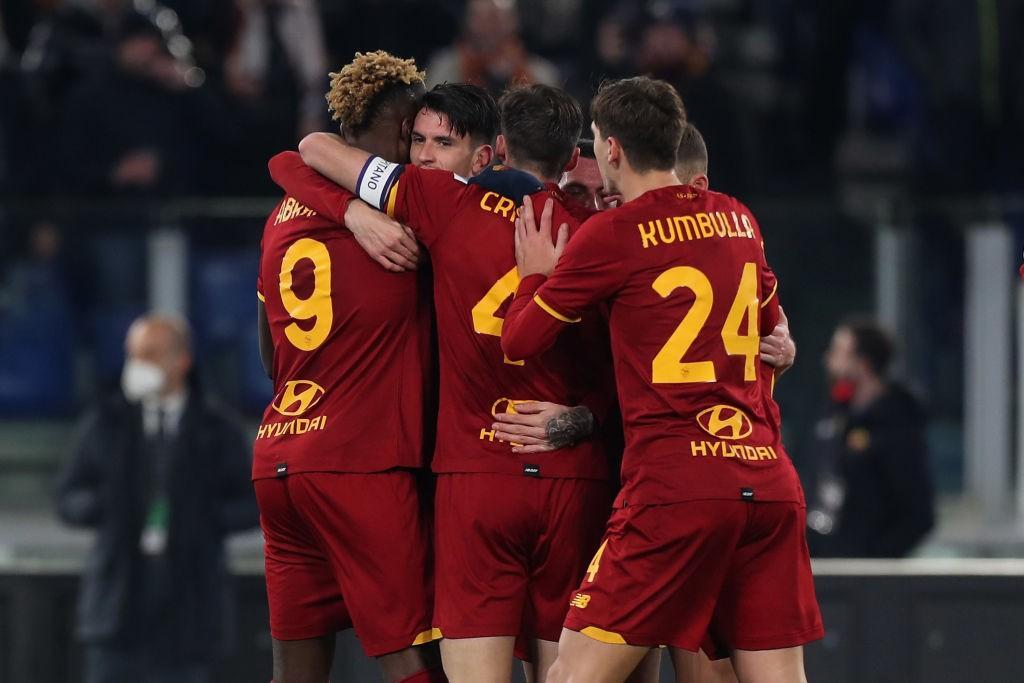 Giallorossi esultano contro lo Spezia (As Roma via Getty Images)