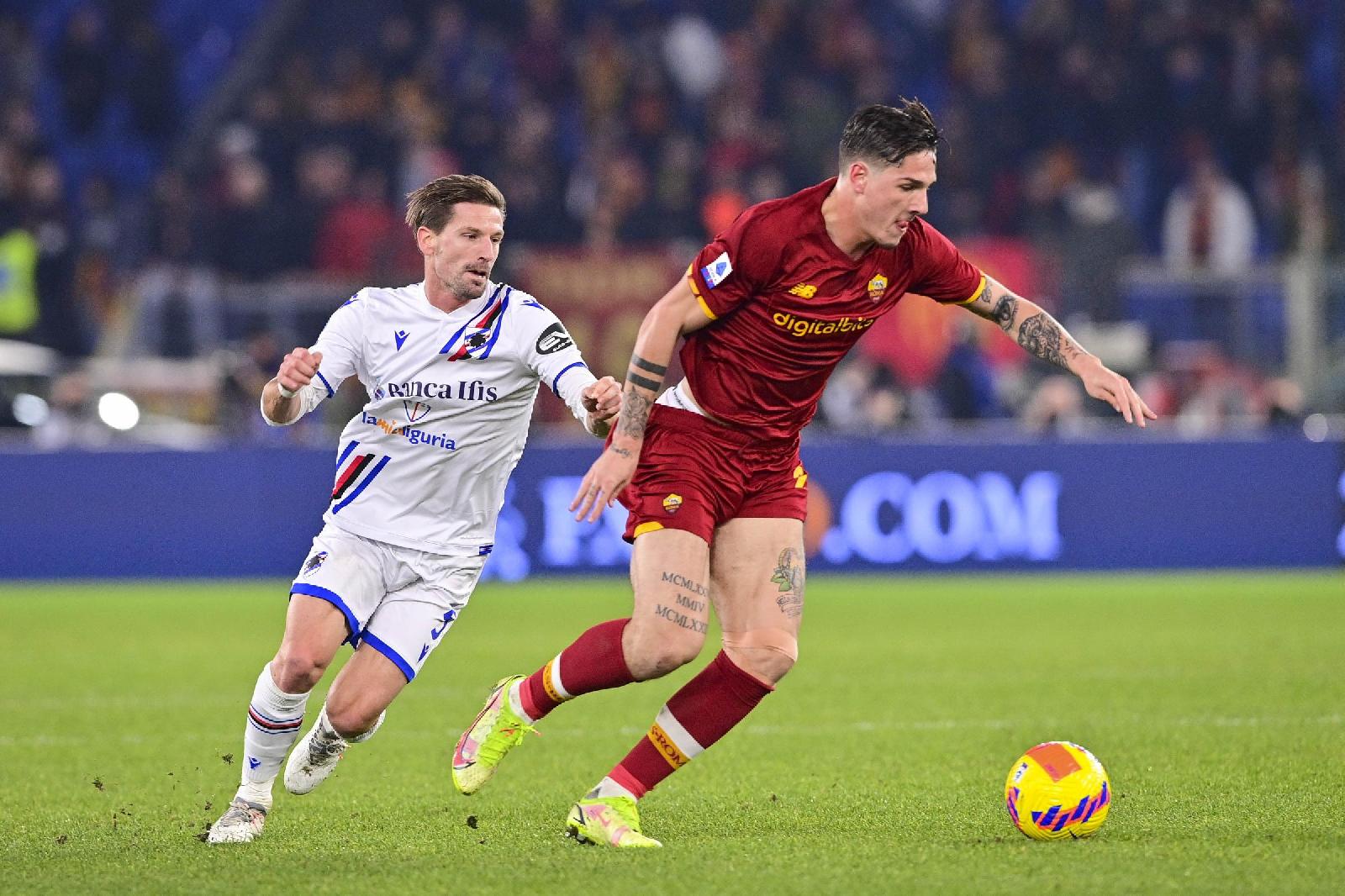 Zaniolo in campo contro la Samp (As Roma via Getty Images)