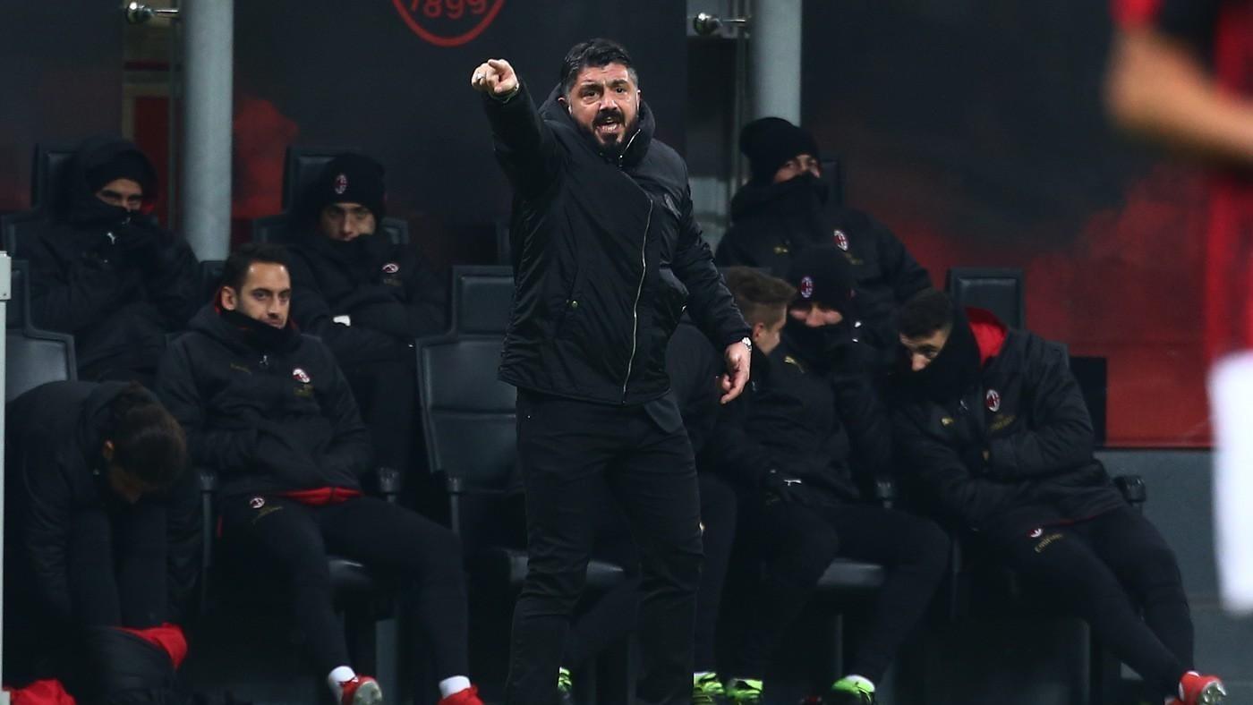 Gattuso 'dirige' i suoi in Milan-Napoli, di LaPresse