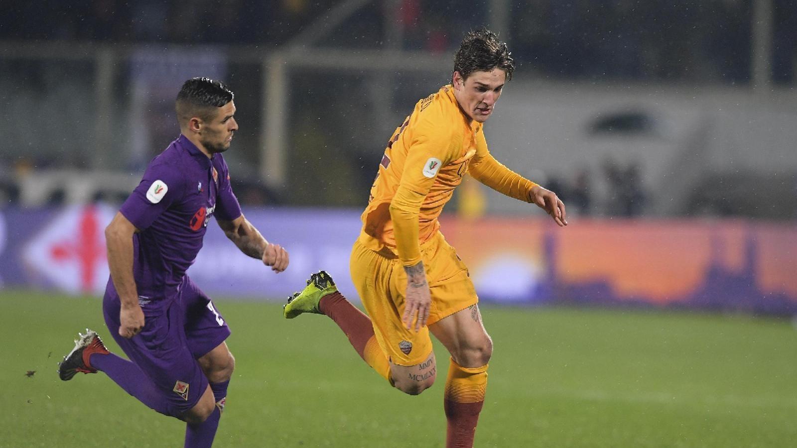 Nicolò Zaniolo in aizone contro la Fiorentina, di LaPresse