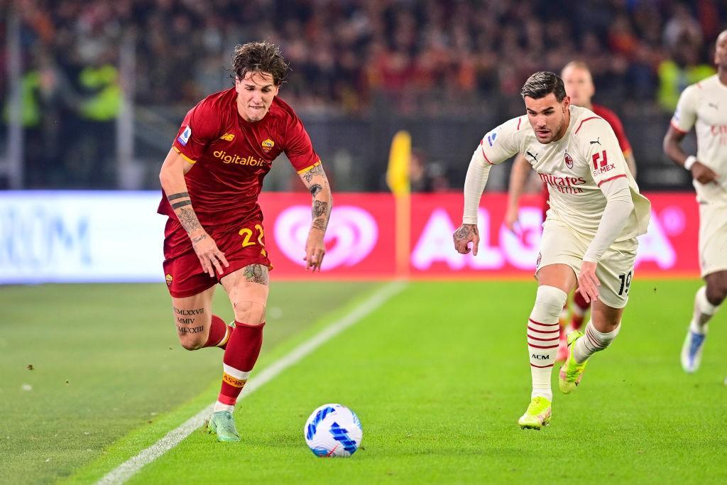 Zaniolo affronta Theo Hernandez nella gara di andata (Getty Images)