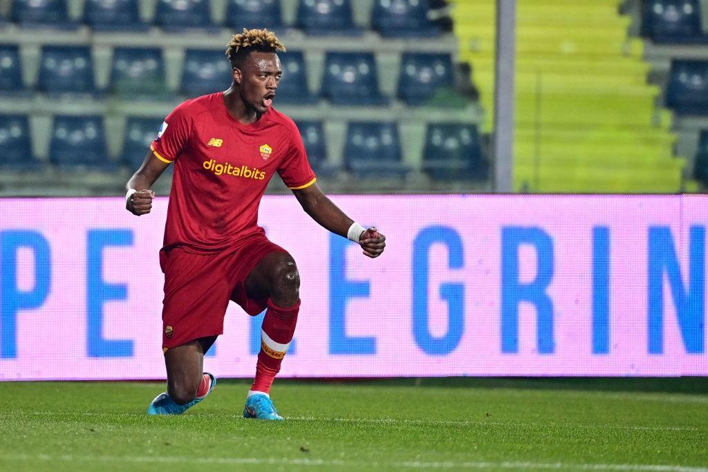 Abraham esulta dopo il gol all'Empoli (As Roma via Getty Images)