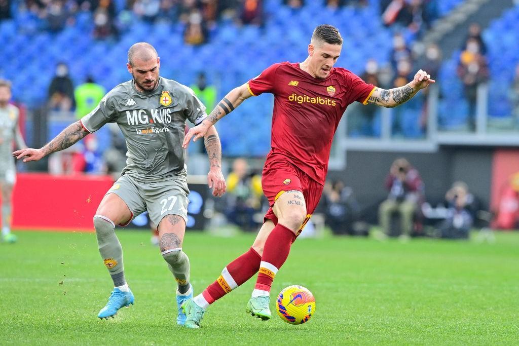 Zaniolo durante la gara contro il Genoa (As Roma via Getty Images)