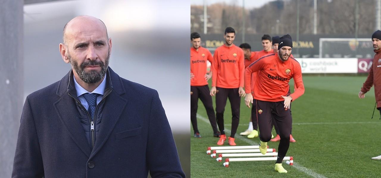 Monchi osserva l\'allenamento della squadra, di LaPresse