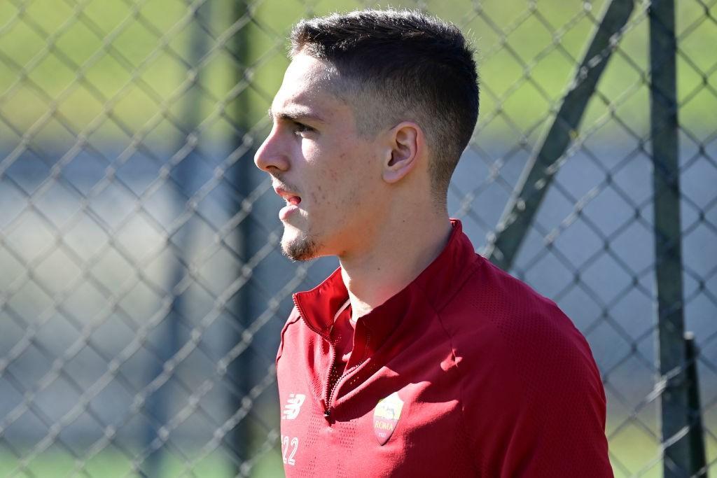 Zaniolo in allenamento a Trigoria (As Roma via Getty Images)