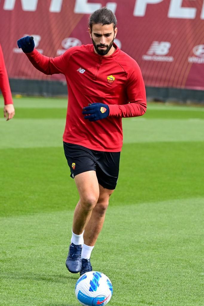 Sergio Oliveira nell\'allenamento di questa mattina (AS Roma via Getty Images)