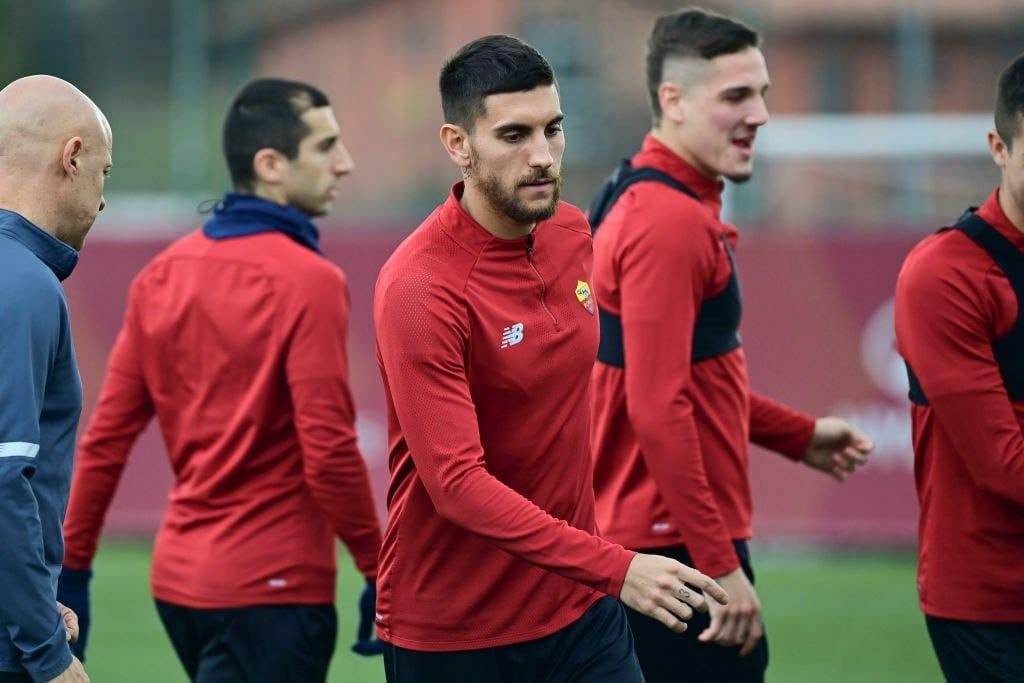 Lorenzo Pellegrini, Nicolò Zaniolo e Henrikh Mkhitaryan  (AS Roma via Getty Images)