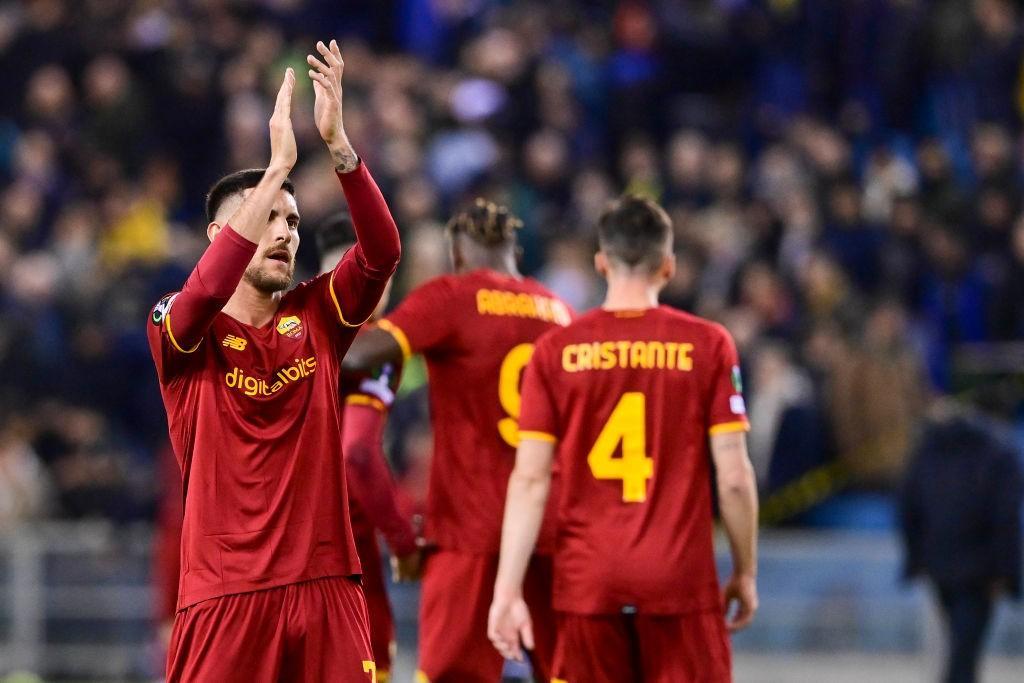 Pellegrini, Cristante ed Abraham (As Roma via Getty Images)