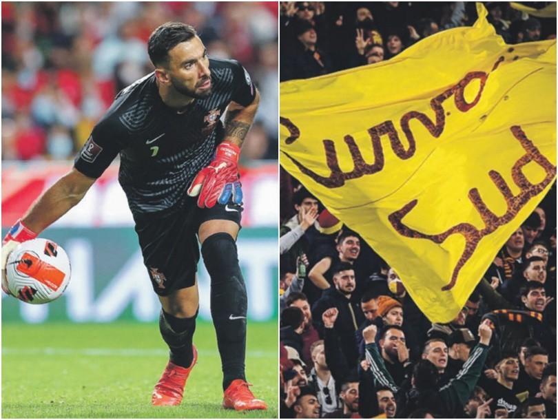 A sinistra, Rui Patricio in nazionale; a destra, la Curva Sud durante il derby (Getty Images)