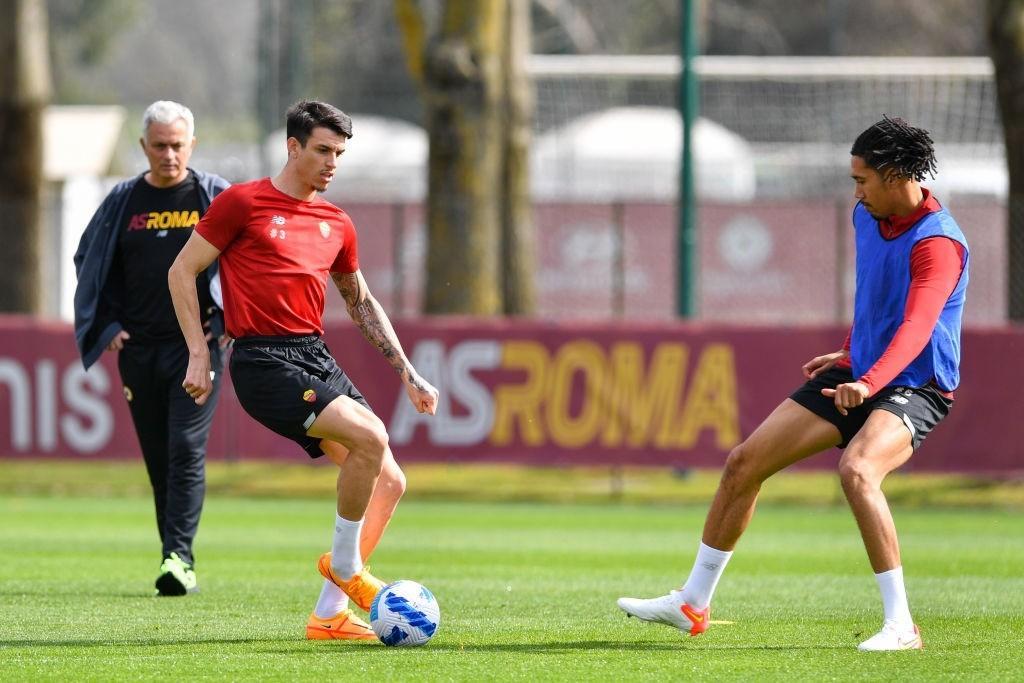 Roger Ibanez e Chris Smalling (AS Roma via Getty Images)