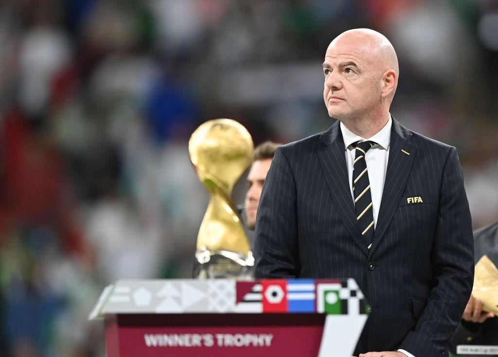 Il presidente della Fifa Infantino alla premiazione del Mondiale di Qatar 2022