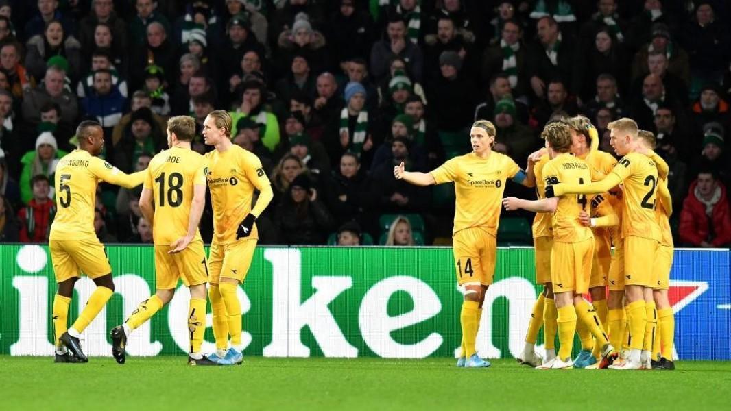 Esultanza dei calciatori del Bodø/Glimt nel mtch di Conference contro il Celtic (Getty Images)