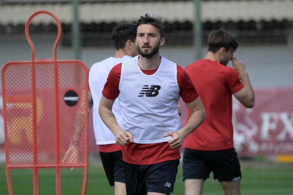 Cristante in una fase della rifinitura pre Napoli-Roma (AS Roma via Getty Images)