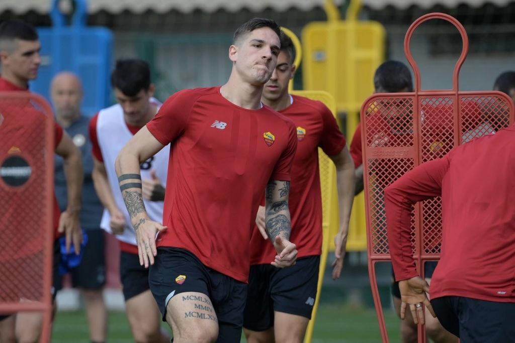 Zaniolo durante la rifinitura (AS Roma via Getty Images)