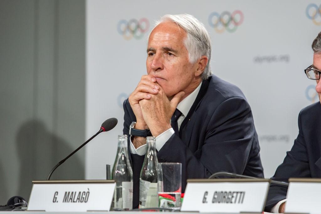 Giovanni Malagò, presidente del CONI, durante una conferenza stampa