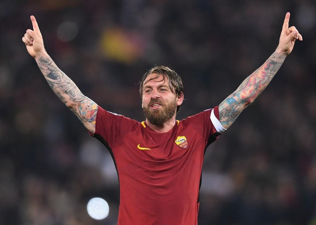 L'esultanza di Daniele De Rossi dopo l'incredibile rimonta contro il Barcellona (AS Roma via Getty Images)