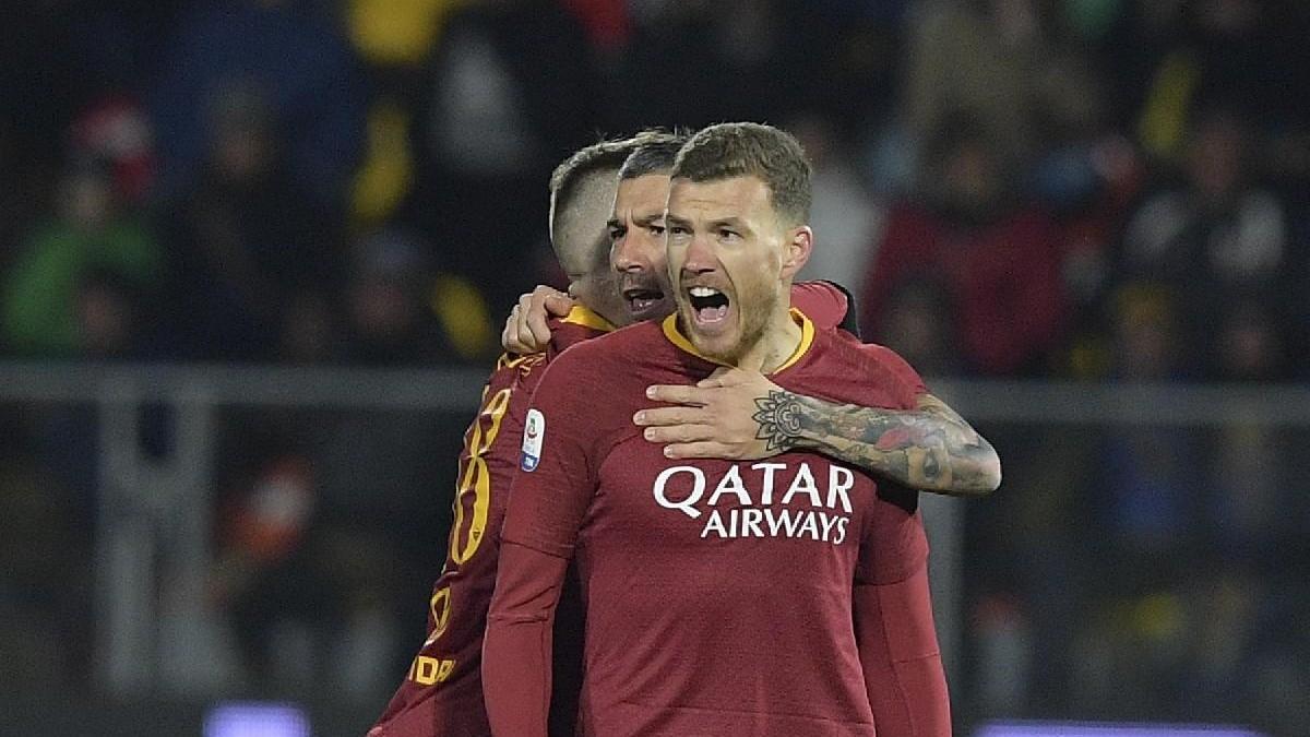 Dzeko esulta a Frosinone, di LaPresse