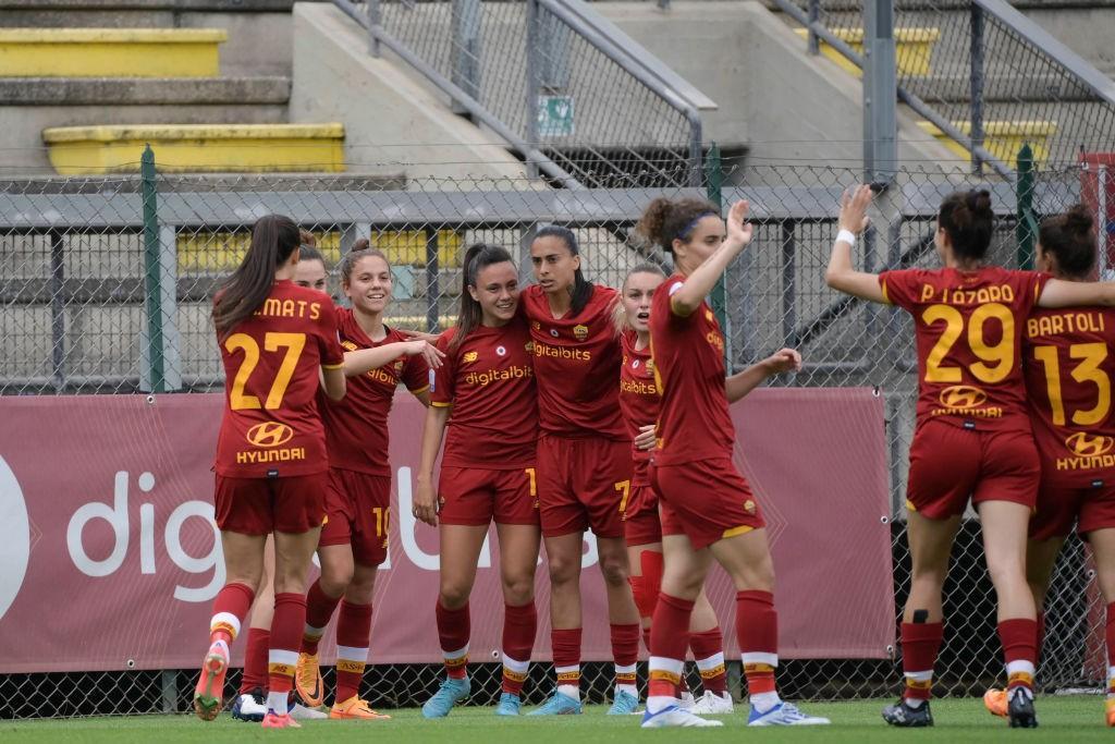 L'esultanza delle giallorosse (AS Roma via Getty Images)