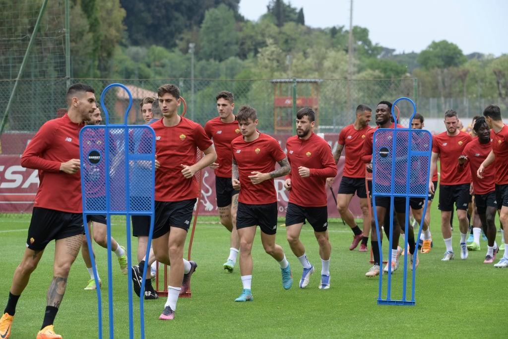 I giocatori a Trigoria per l'allenamento (Getty Images)