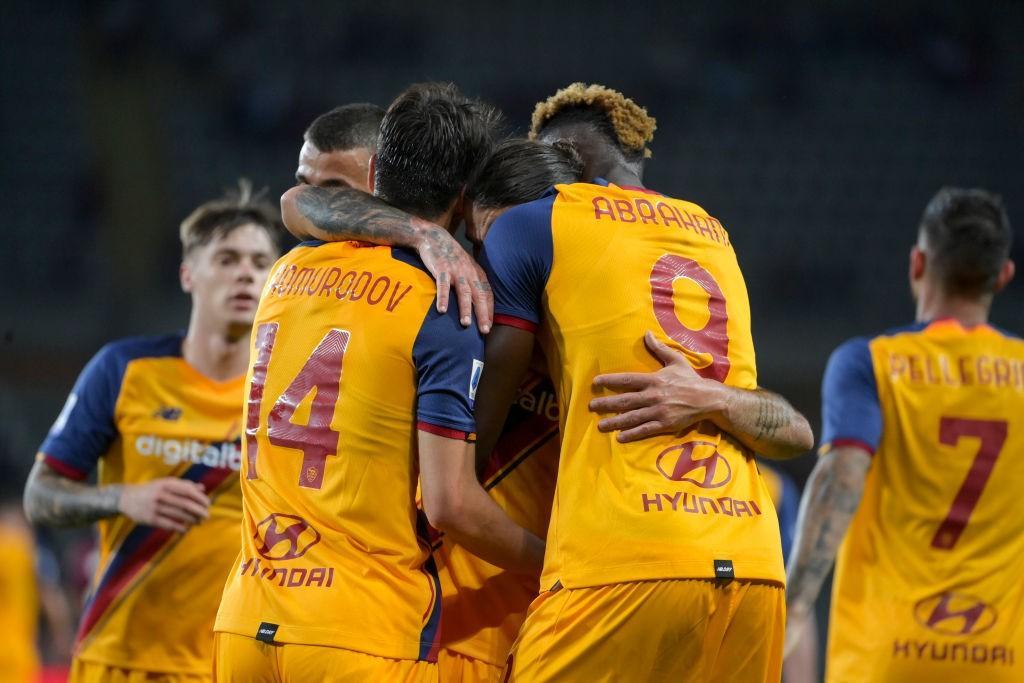 Tutta la gioia dei calciatori della Roma (AS Roma via Getty Images)