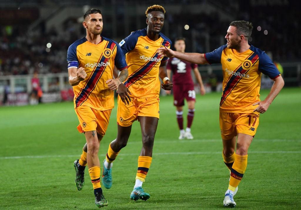 Pellegrini, Abraham e Veretout (As Roma via Getty Images)