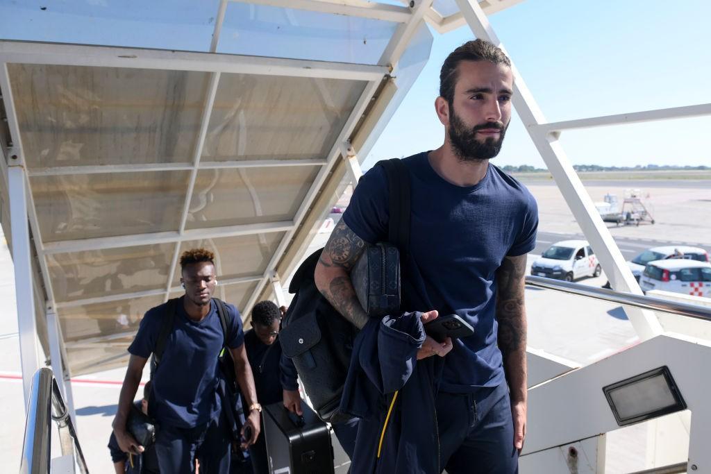 Sergio Oliveira e Tammy Abraham si imbarcano per Tirana (As Roma via Getty Images)