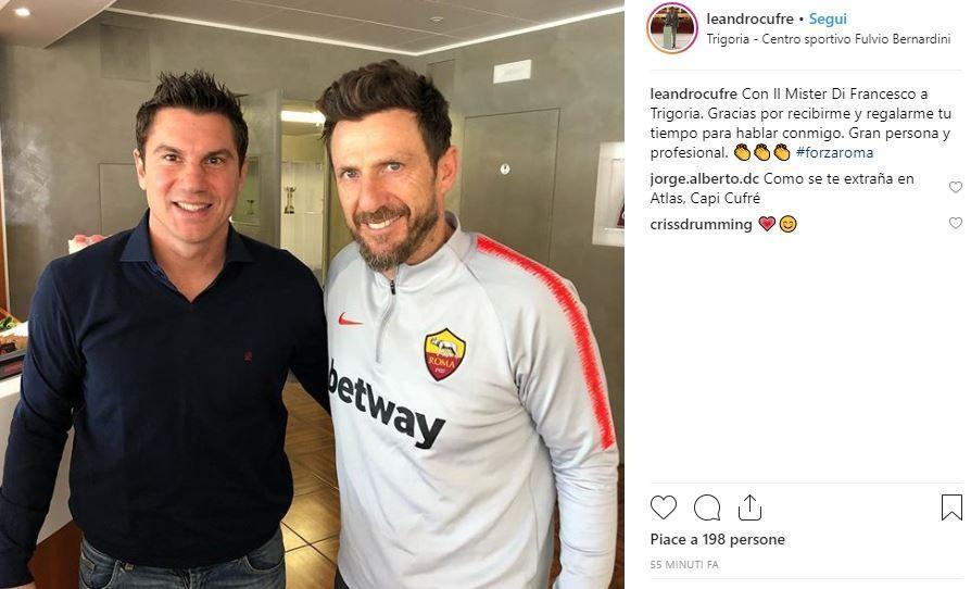 Leandro Cufre in compagnia di Eusebio Di Francesco