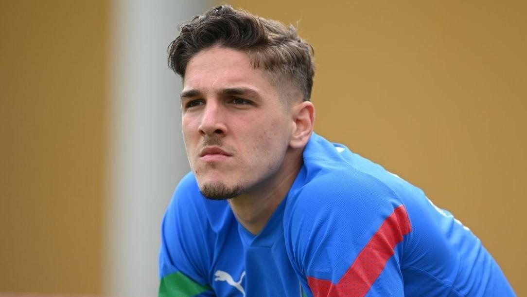 Nicolò Zaniolo durante il ritiro con gli Azzurri a Coverciano (Getty Images)