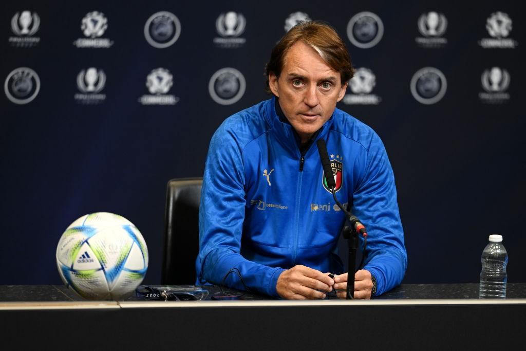 Il ct Mancini in conferenza pre-gara contro l'Argentina a Wembley (Getty Images)