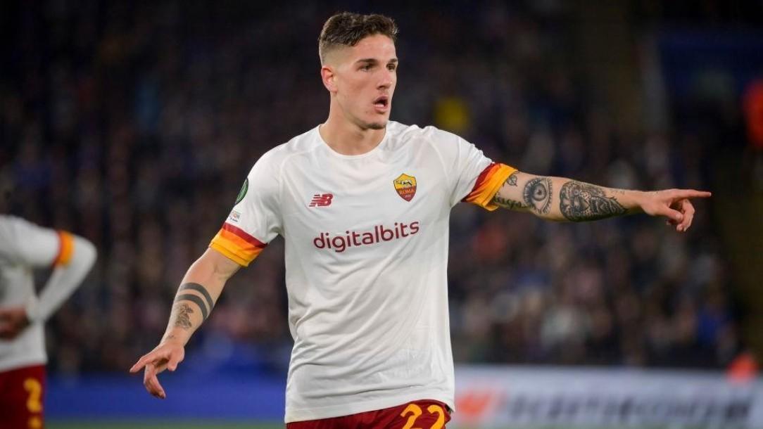 Nicolò Zaniolo durante Leicester-Roma (As Roma via Getty Images)