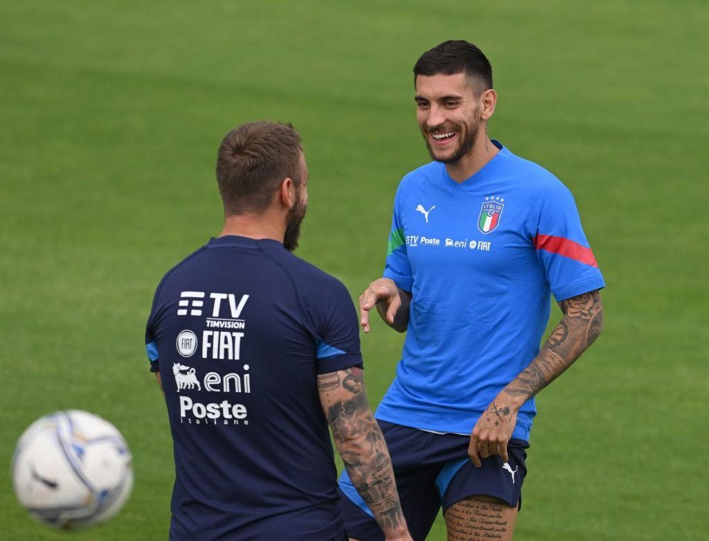 Lorenzo Pellegrini e Daniele De Rossi in una sessione di allenamento con l'Italia (Getty Images)