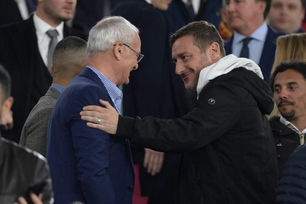 Claudio Ranieri e Francesco Totti all'Olimpico in occasione di Roma-Leicester (As Roma via Getty Images)